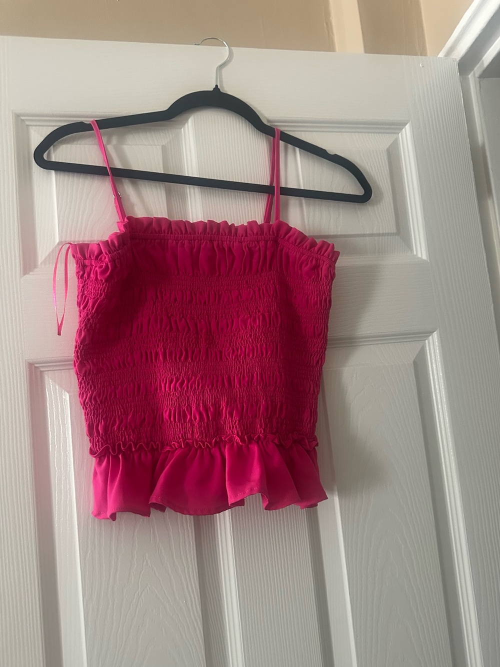 glam Hot Pink Smocked Ruffle Cami